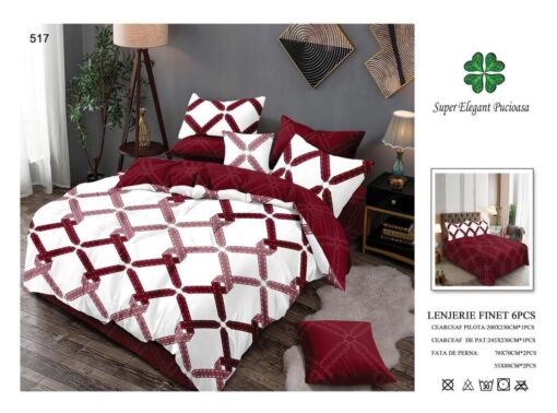 Lenjerie de pat Finet,6 Piese,Super Elegant Pucioasa