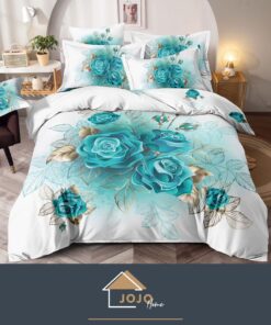 Set Lenjerie de Pat din Finet,6 Piese,Pat 2 Persoane,Imprimeu 3D, JOJO Home