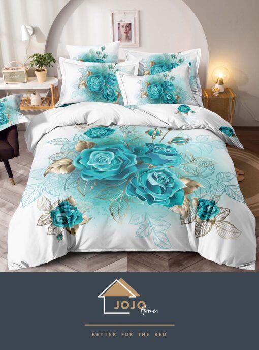 Set Lenjerie de Pat din Finet,6 Piese,Pat 2 Persoane,Imprimeu 3D, JOJO Home