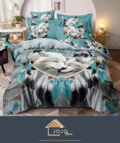 Set Lenjerie de Pat din Finet,6 Piese,Pat 2 Persoane,Imprimeu 3D, JOJO Home