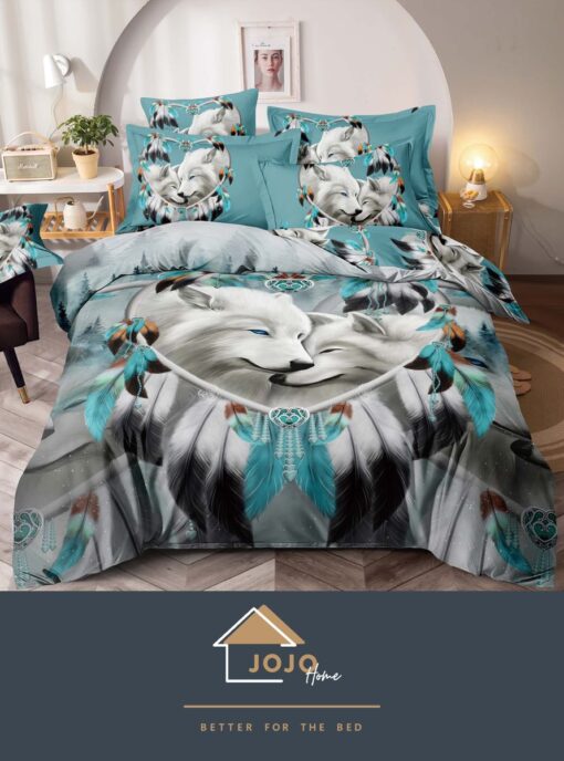 Set Lenjerie de Pat din Finet,6 Piese,Pat 2 Persoane,Imprimeu 3D, JOJO Home