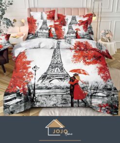 Set Lenjerie de Pat din Finet,6 Piese,Pat 2 Persoane,Imprimeu 3D, JOJO Home