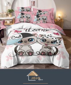 Set Lenjerie de Pat din Finet,6 Piese,Pat 2 Persoane,Imprimeu 3D, JOJO Home