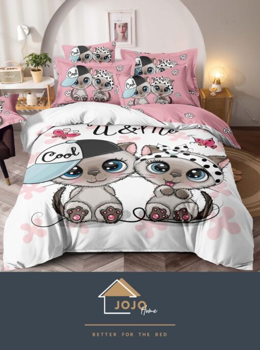 Set Lenjerie de Pat din Finet,6 Piese,Pat 2 Persoane,Imprimeu 3D, JOJO Home