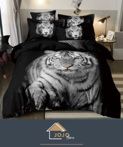 Set Lenjerie de Pat din Finet,6 Piese,Pat 2 Persoane,Imprimeu 3D, JOJO Home