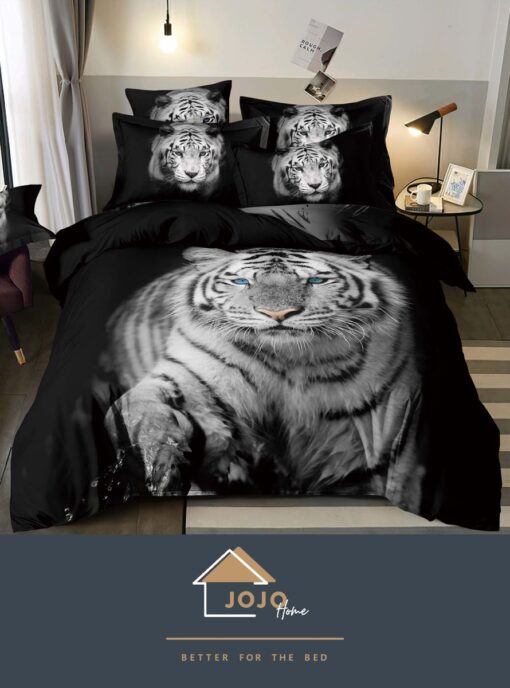 Set Lenjerie de Pat din Finet,6 Piese,Pat 2 Persoane,Imprimeu 3D, JOJO Home