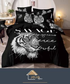 Set Lenjerie de Pat din Finet,6 Piese,Pat 2 Persoane,Imprimeu 3D, JOJO Home