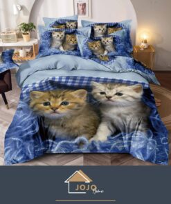 Set Lenjerie de Pat din Finet,6 Piese,Pat 2 Persoane,Imprimeu 3D, JOJO Home