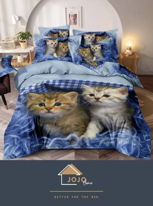 Set Lenjerie de Pat din Finet,6 Piese,Pat 2 Persoane,Imprimeu 3D, JOJO Home
