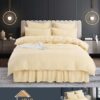 Set Lenjerie de Pat din Finet cu Volanase,6 Piese,Pat 2 Persoane, JOJO Home