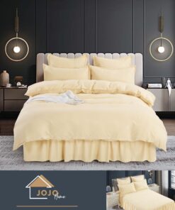 Set Lenjerie de Pat din Finet cu Volanase,6 Piese,Pat 2 Persoane, JOJO Home