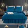 Set Lenjerie de Pat din Finet cu Volanase,6 Piese,Pat 2 Persoane, JOJO Home