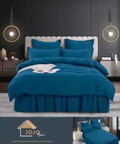 Set Lenjerie de Pat din Finet cu Volanase,6 Piese,Pat 2 Persoane, JOJO Home