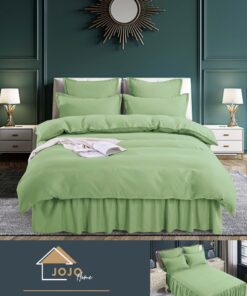 Set Lenjerie de Pat din Finet cu Volanase,6 Piese,Pat 2 Persoane, JOJO Home