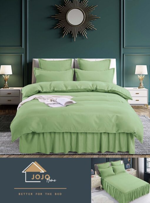 Set Lenjerie de Pat din Finet cu Volanase,6 Piese,Pat 2 Persoane, JOJO Home