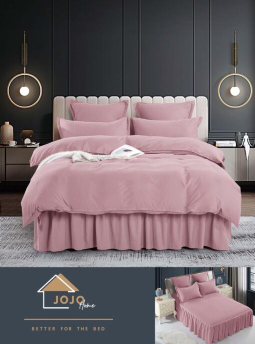 Set Lenjerie de Pat din Finet cu Volanase,6 Piese,Pat 2 Persoane, JOJO Home