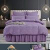 Set Lenjerie de Pat din Finet cu Volanase,6 Piese,Pat 2 Persoane, JOJO Home