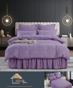 Set Lenjerie de Pat din Finet cu Volanase,6 Piese,Pat 2 Persoane, JOJO Home