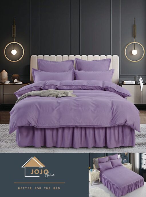 Set Lenjerie de Pat din Finet cu Volanase,6 Piese,Pat 2 Persoane, JOJO Home