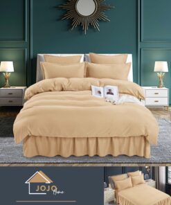 Set Lenjerie de Pat din Finet cu Volanase,6 Piese,Pat 2 Persoane, JOJO Home