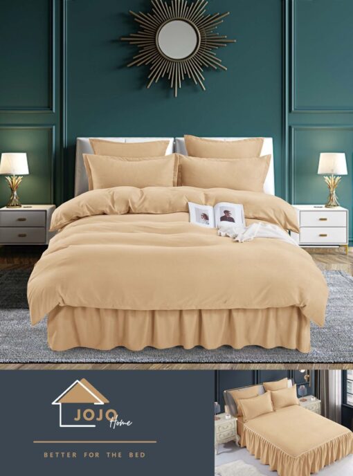 Set Lenjerie de Pat din Finet cu Volanase,6 Piese,Pat 2 Persoane, JOJO Home