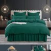 Set Lenjerie de Pat din Finet cu Volanase,6 Piese,Pat 2 Persoane, JOJO Home