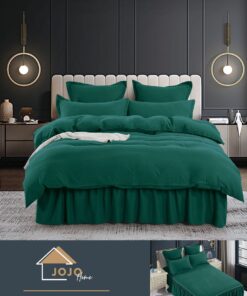 Set Lenjerie de Pat din Finet cu Volanase,6 Piese,Pat 2 Persoane, JOJO Home