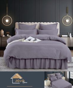 Set Lenjerie de Pat din Finet cu Volanase,6 Piese,Pat 2 Persoane, JOJO Home