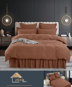 Set Lenjerie de Pat din Finet cu Volanase,6 Piese,Pat 2 Persoane, JOJO Home