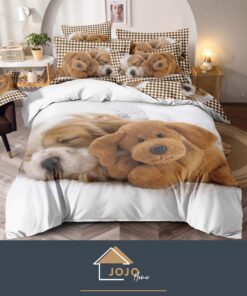 Set Lenjerie de Pat din Finet,6 Piese,Pat 2 Persoane,Imprimeu 3D, JOJO Home