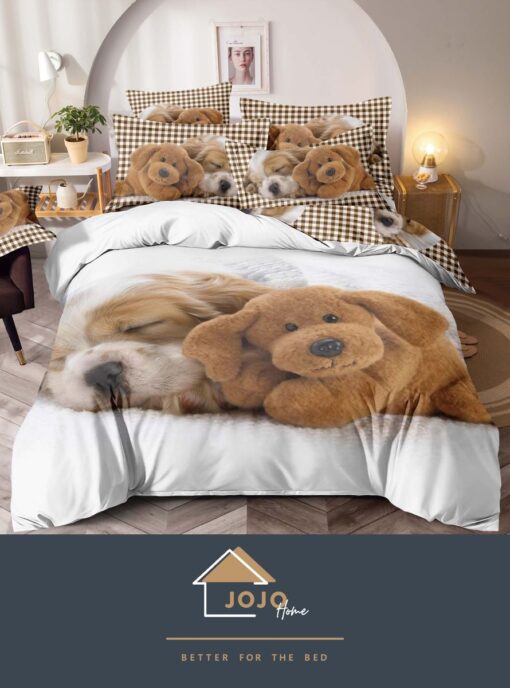 Set Lenjerie de Pat din Finet,6 Piese,Pat 2 Persoane,Imprimeu 3D, JOJO Home