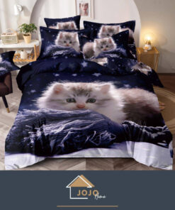 Set Lenjerie de Pat din Finet,6 Piese,Pat 2 Persoane,Imprimeu 3D, JOJO Home