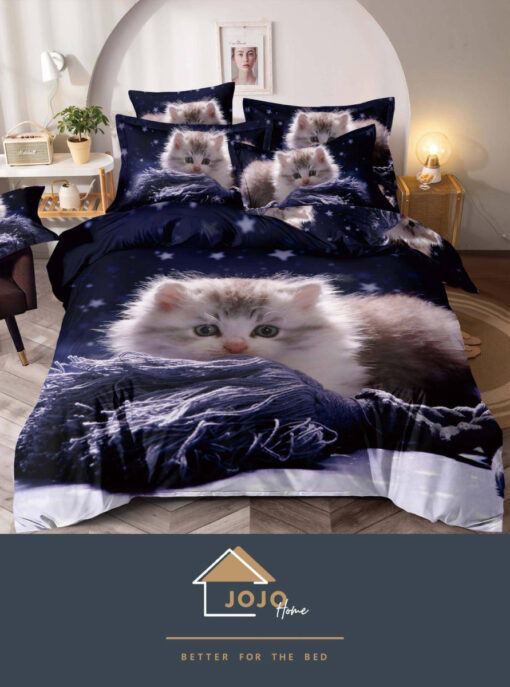 Set Lenjerie de Pat din Finet,6 Piese,Pat 2 Persoane,Imprimeu 3D, JOJO Home