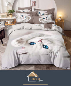Set Lenjerie de Pat din Finet,6 Piese,Pat 2 Persoane,Imprimeu 3D, JOJO Home