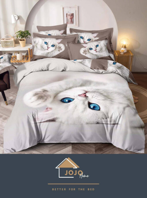 Set Lenjerie de Pat din Finet,6 Piese,Pat 2 Persoane,Imprimeu 3D, JOJO Home