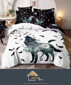 Set Lenjerie de Pat din Finet,6 Piese,Pat 2 Persoane,Imprimeu 3D, JOJO Home