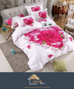 Set Lenjerie de Pat din Finet,6 Piese,Pat 2 Persoane,Imprimeu 3D, JOJO Home