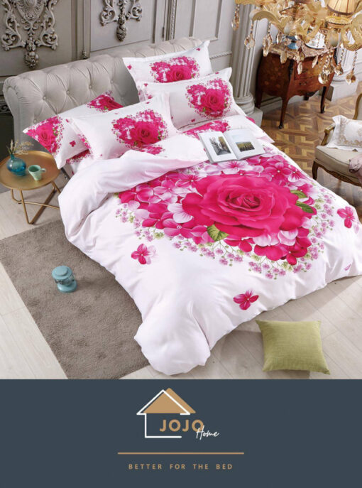 Set Lenjerie de Pat din Finet,6 Piese,Pat 2 Persoane,Imprimeu 3D, JOJO Home