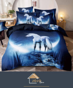 Set Lenjerie de Pat din Finet,6 Piese,Pat 2 Persoane,Imprimeu 3D, JOJO Home