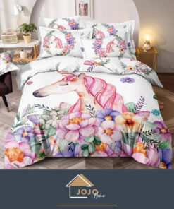 Set Lenjerie de Pat din Finet,6 Piese,Pat 2 Persoane,Imprimeu 3D, JOJO Home