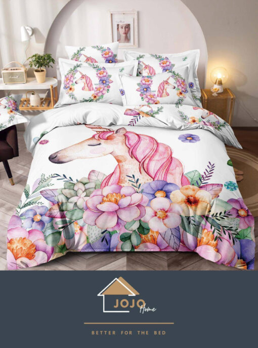 Set Lenjerie de Pat din Finet,6 Piese,Pat 2 Persoane,Imprimeu 3D, JOJO Home