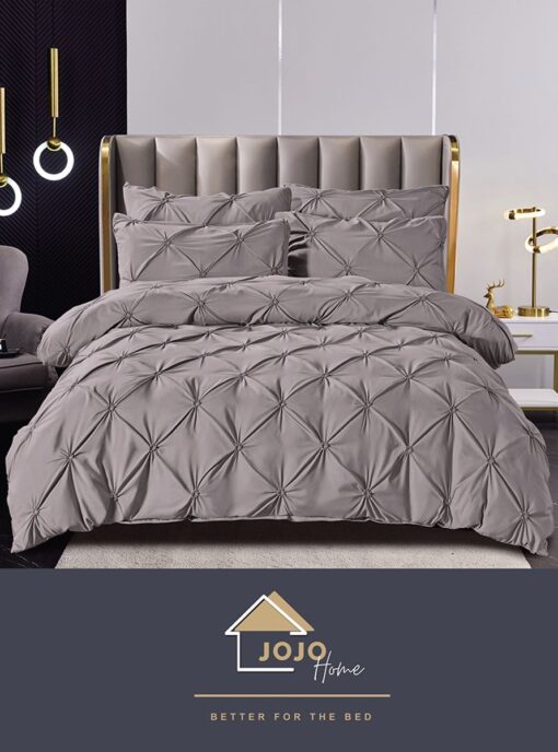 Set Lenjerie Premium, Model cu Pliuri, Bumbac 100%, 6 Piese, Pat 2 Persoane,JOJO Home