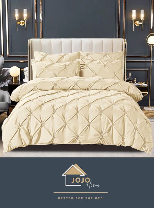 Set Lenjerie Premium, Model cu Pliuri, Bumbac 100%, 6 Piese, Pat 2 Persoane,JOJO Home