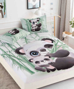 Husa de pat cu elastic,3D,Bumbac Finet, pentru pat de 2 persoane + 2 fete de perna JOJO Home