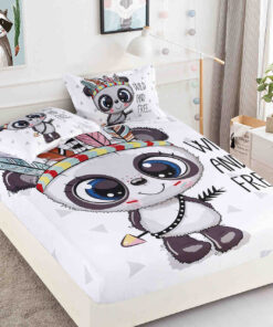 Husa de pat cu elastic,3D,Bumbac Finet, pentru pat de 2 persoane + 2 fete de perna JOJO Home