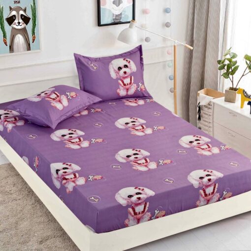 Husa de pat cu elastic,Bumbac Finet,Pentru pat de 1 persoana + 2 fete de perna, JOJO Home