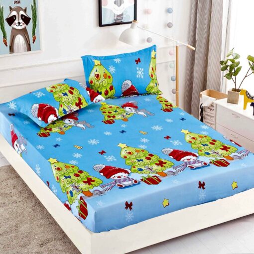 Husa de pat cu elastic,Bumbac Finet,Pentru pat de 1 persoana + 2 fete de perna, JOJO Home