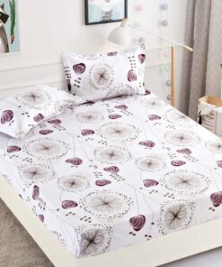 Husa de pat cu elastic,Bumbac Finet,Pentru pat de 1 persoana + 2 fete de perna, JOJO Home