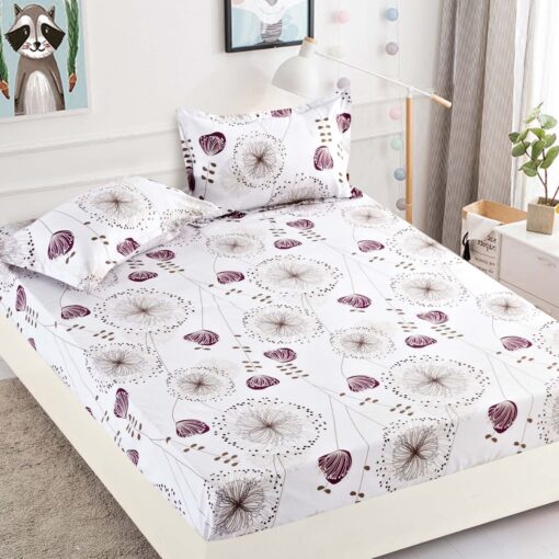 Husa de pat cu elastic,Bumbac Finet,Pentru pat de 1 persoana + 2 fete de perna, JOJO Home