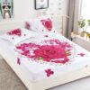 Husa de pat cu elastic,3D,Bumbac Finet, pentru pat de 2 persoane + 2 fete de perna JOJO Home